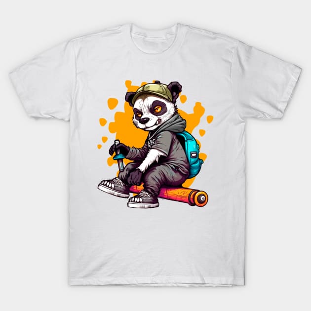 Funny Cute Panda bear rebel cartoon T-Shirt by ralfjohnson